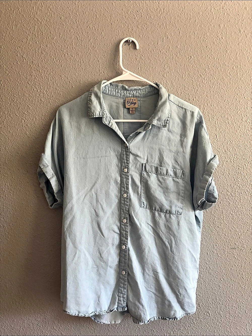 Como Vintage Button Down Shirt in Blue Size Medium